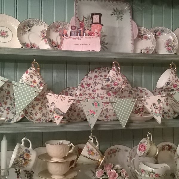 Handcrafted Wooden Bunting Made using Cath Kidston Ducks Design Dresser Garland