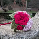 Bouquet of 3 Crochet Roses, Everlasting Wedding Bouquet, Pretty Home Decor