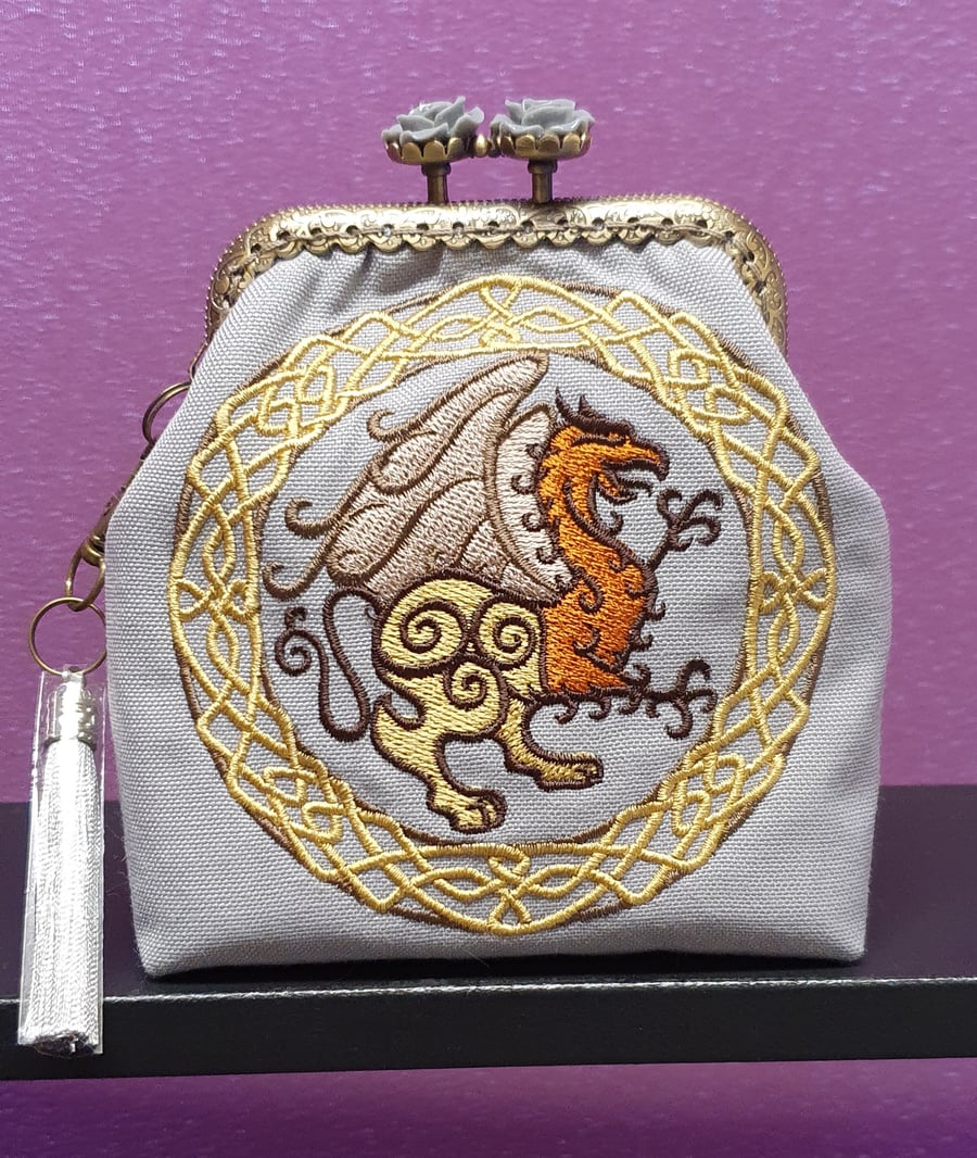 Celtic Griffin circle design purse