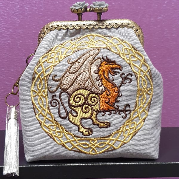 Celtic Griffin circle design purse