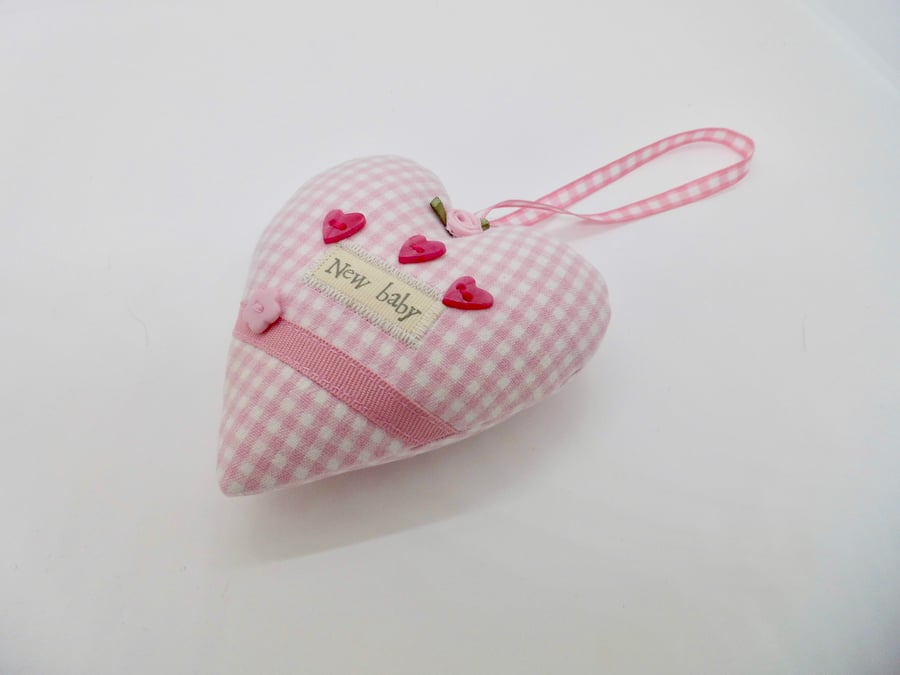 SOLD Heart decoration New Baby girl pink check
