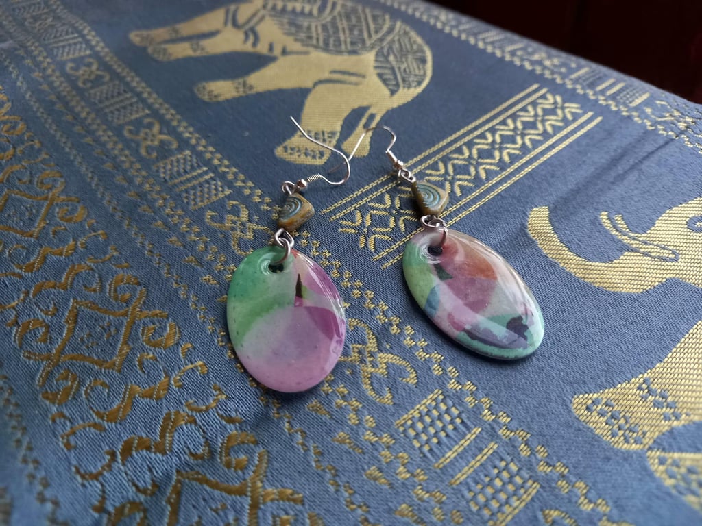 Multicoloured Pastel Oval Earrings
