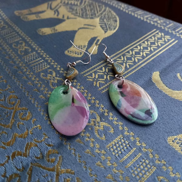 Multicoloured Pastel Oval Earrings