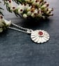 Recycled Fine Silver Daisy Pendant with Garnet Cubic Zirconia - Image 2