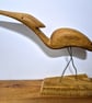 Solid oak heron bird