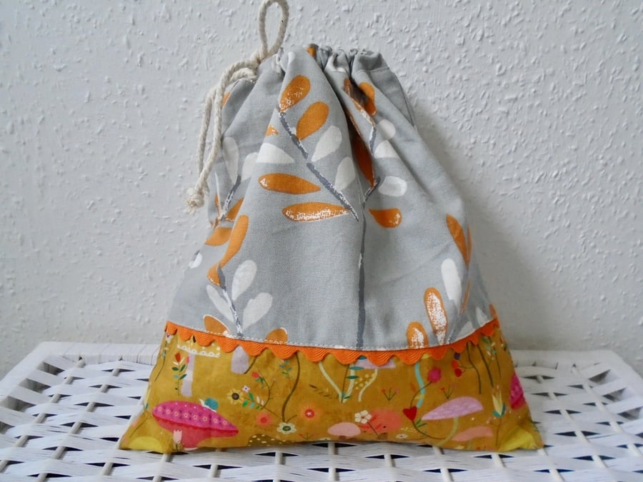 Cotton Drawstring bag - Craft bag 