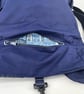 Handmade navy dry cotton oilskin and faux leather fold-over fully lined backpack - Image 5