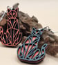 Mismatched Geometric Cat Earrings - Handmade Wooden Statement Jewellery Gift - Image 6