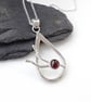 Garnet Raindrop Necklace Sterling Silver Handmade Hallmarked  - Image 5