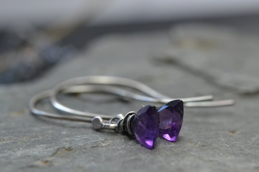 Amethyst and sterling silver drop earrings