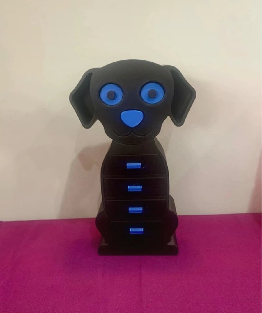3D Printed Black Dog Jewellery Box with Secret Nose Drawer