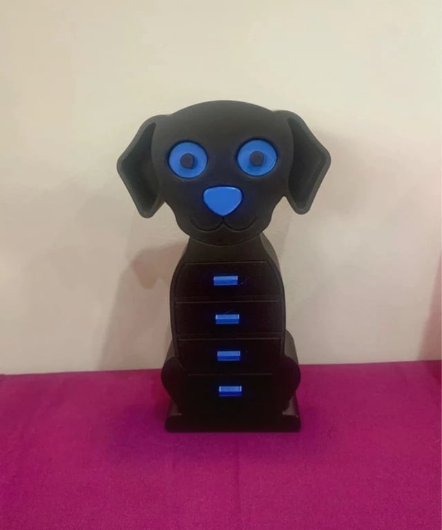 3D Printed Black Dog Jewellery Box with Secret Nose Drawer