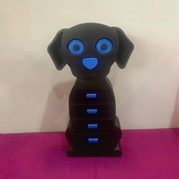 3D Printed Black Dog Jewellery Box with Secret Nose Drawer