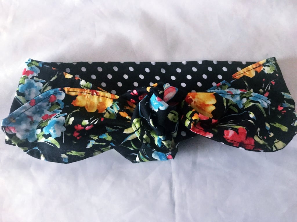 Self Tie Headband Floral Polka Dot Handmade Black Floral Scrunchies