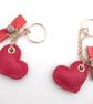 Handmade Red Leather Small Heart and Bow Keyring or Bag Charm - Image 5