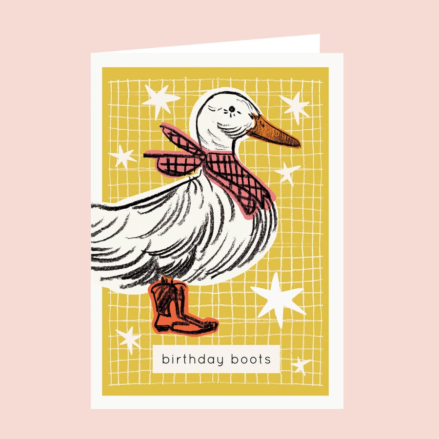 Birthday Card - Cowboy Duck Card, Funny Cowboy Boots Card