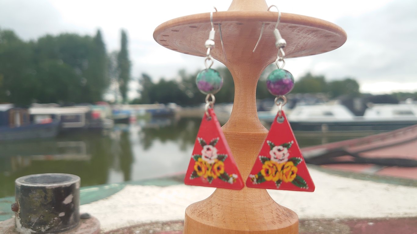 Handpainted bargeware earrings 