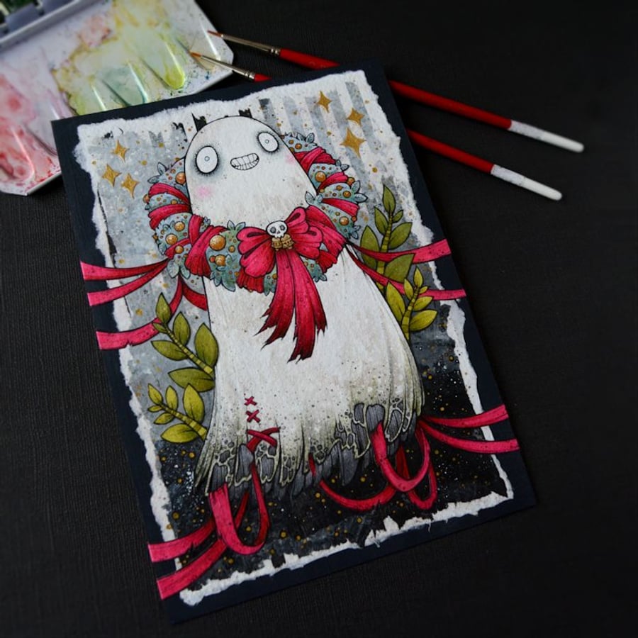 bah humbug festive spirit - original A5 collage illustration 