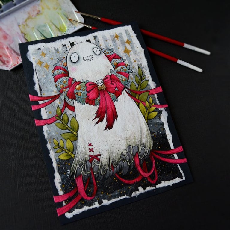 bah humbug festive spirit - original A5 collage illustration 