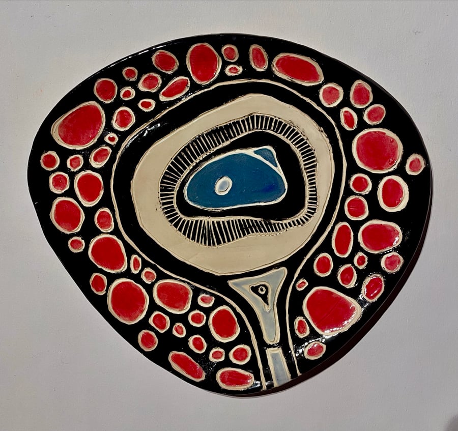 SUPER COLOURFUL HANDMADE CERAMIC PLATE