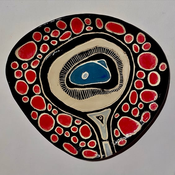 SUPER COLOURFUL HANDMADE CERAMIC PLATE