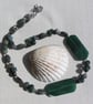 Green Agate, Moss Agate & Rainforest Jasper Gemstone Chunky Statement Necklace - Image 1