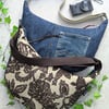 Tapestry and Recycled Denim Large Cross Body Dumpling Bag