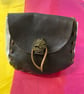 Pouch:  Dark Brown & White Medieval Style with Chinese Dragon Head closure
