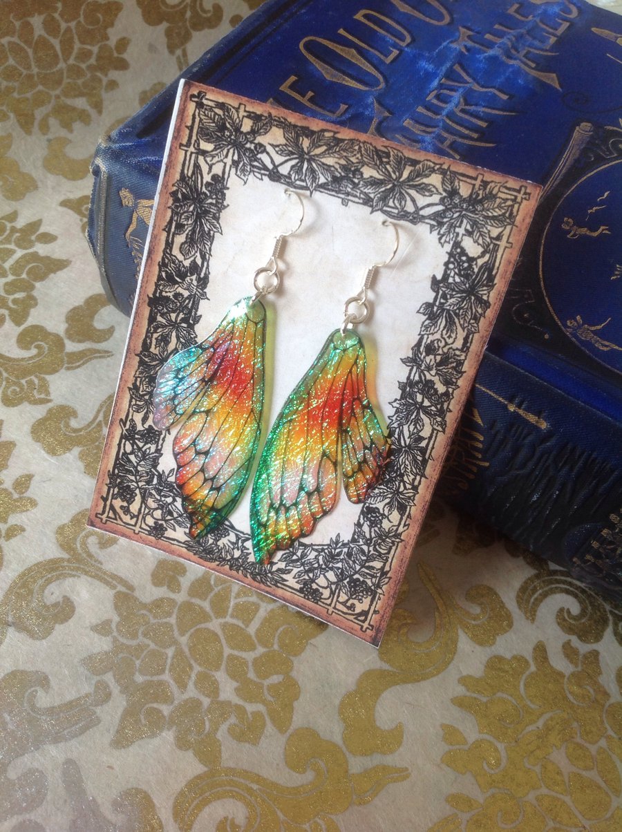 Autumnal Fairy Wing Earrings Sterling Silver
