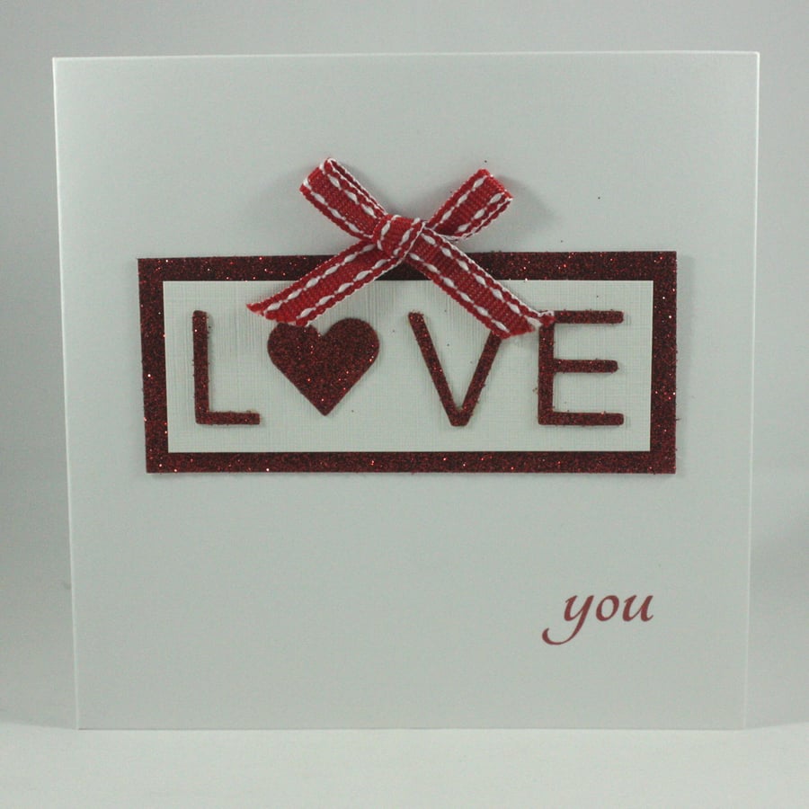 Red glitter love you Valentine's Day card