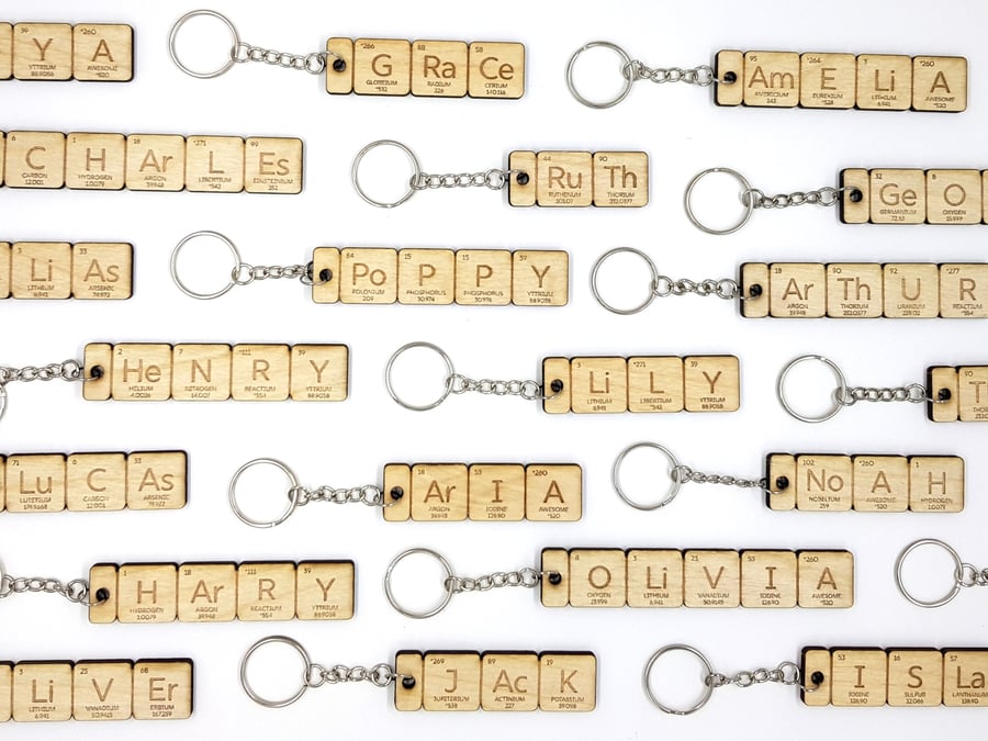 Chemistry Element Name Word Keyring Gift, Science Quirky Keychain