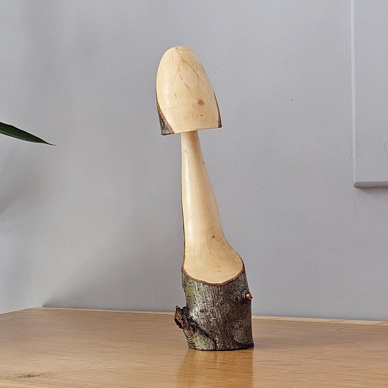 Rustic wood turned mushroom - hawthorn (second)