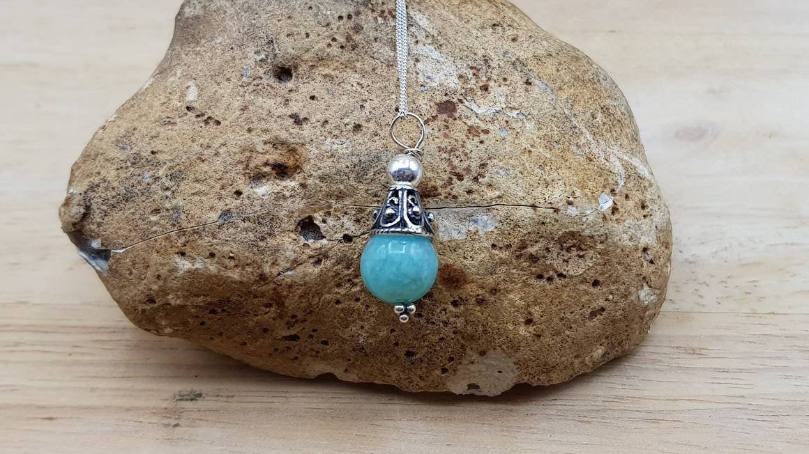 Small minimalist Amazonite cone pendant. Virgo jewellery
