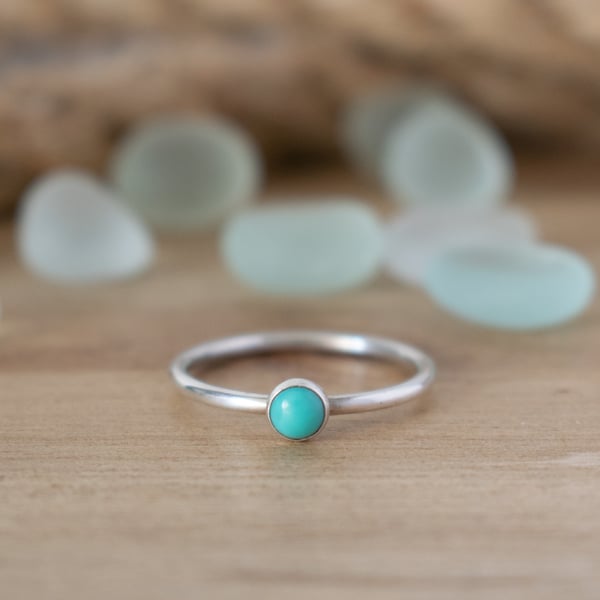 Turquoise Ring, Silver Gemstone Ring