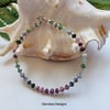 Genuine Ruby, Sapphire & Emerald Dainty Stacker Sterling Silver Bracelet