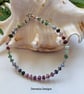 Genuine Ruby, Sapphire & Emerald Dainty Stacker Sterling Silver Bracelet - Image 1