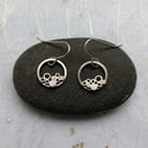 Recycled Sterling Silver Wire Earrings - Circle Cluster Drop Earrings