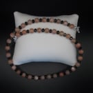 Peach moonstone and golden obsidian chocker
