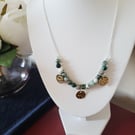 Natural tree agate gemstone sterling silver 18 inch necklace