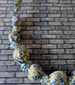 Blue and Yellow Fabric Bead Necklace - Image 6