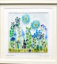Stunning fused glass blue meadow picture 