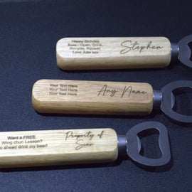 Personal message Personalised Engraved Wood Bottle Opener