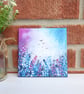Original Acrylic Painting On Canvas,  Pink & Blue Wild Meadow Flowers And Birds - Image 5