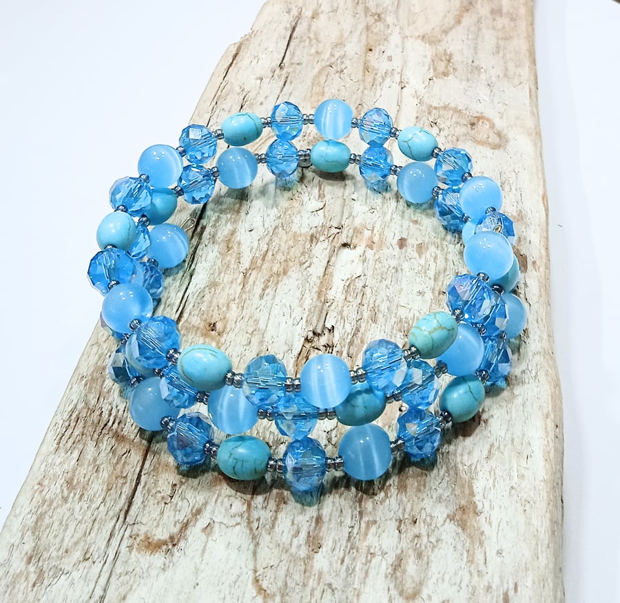 Blue Wrap Bracelet - UK Free Post