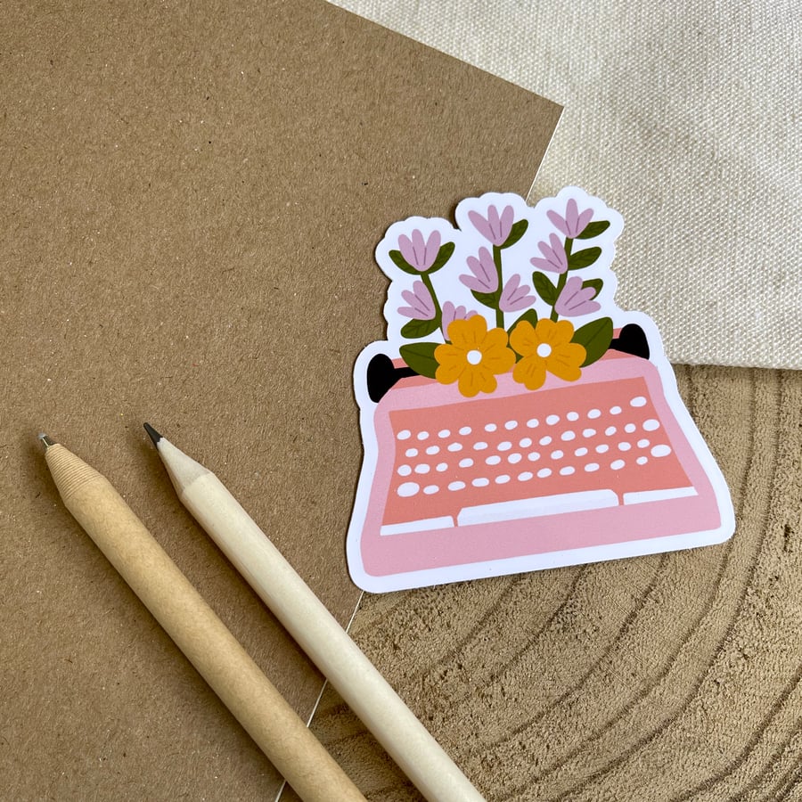 Floral Typewriter Sticker