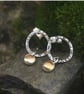 Textured Silver Circle Stud Earrings with Citrine Drop - Image 7