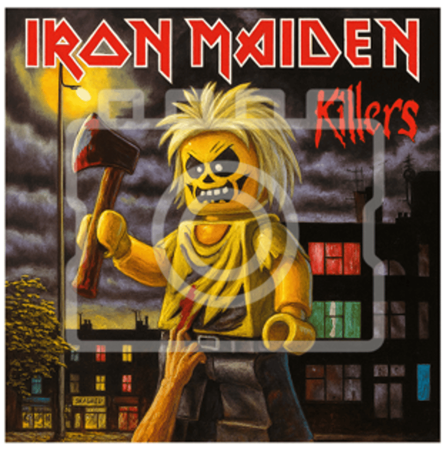 LEGO-Inspired Iron Maiden – Killers 5x5" Print (Mounted for 9x9" Frame)