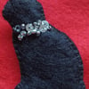 Handmade Lucky Black Cat Felt Brooch with Obsidian 