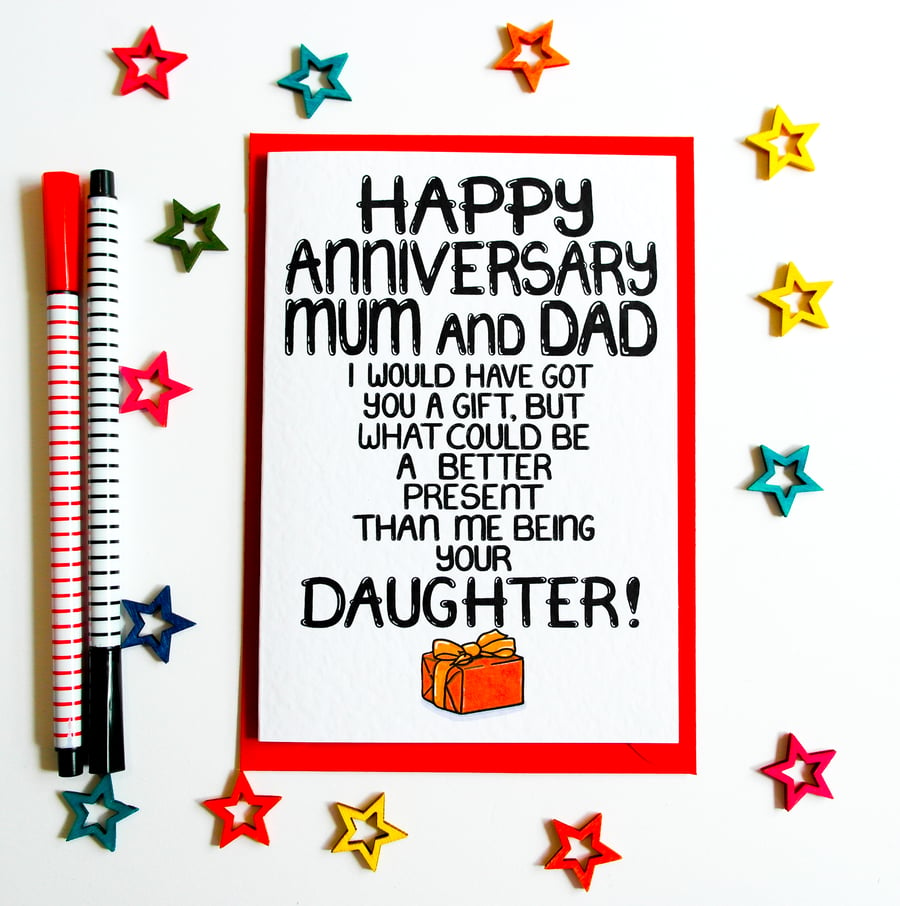 Funny Anniversary Card, Happy Anniversary for Mum and Dad from Daughter