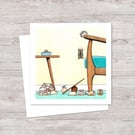 Acrobatic Hamsters Greeting Card: Original Pencil Illustration (231)